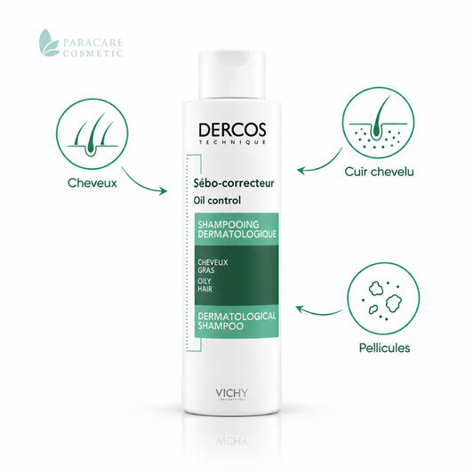Vichy Dercos Sebo-correcteur Shampooing Traitant Cheveux Gras – 200 ml